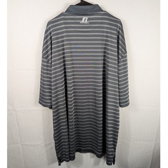 Russell Athletic Men’s 4X Gray Striped Polo Shirt Moisture Wicking Polyester - Picture 5 of 5